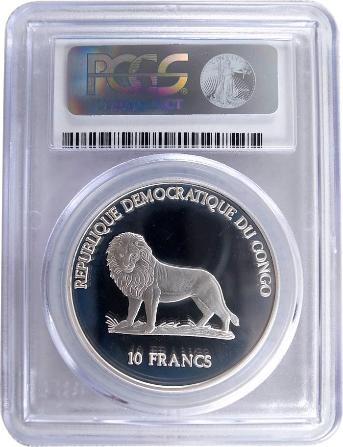 PCGS コンゴ10フラン銀貨 2000 PR67 DCAM
